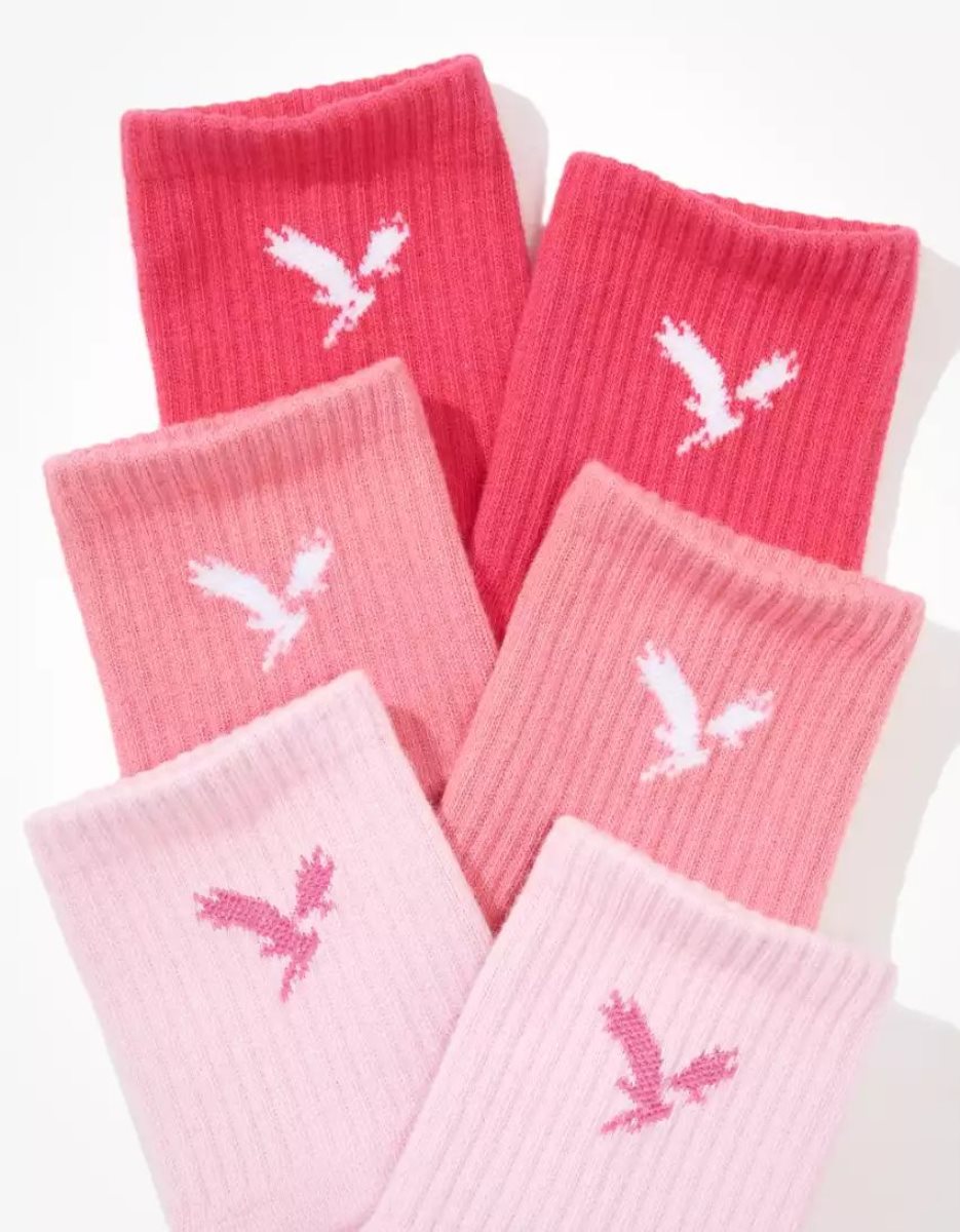 Chaussettes American Eagle AE Tonal Boyfriend Sock 3-Pack Rose Femme | SSU-34163735